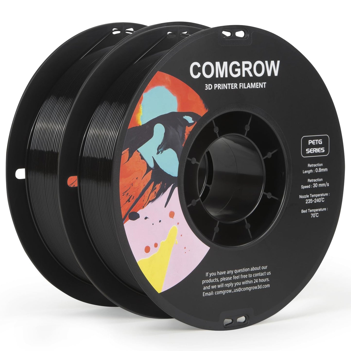 Comgrow PETG 3D Printer Filament 1.75mm, High Precision and Tough 3D Printer Filament 2kg (4.4LBS), Dimensional Accuracy +/- 0.0