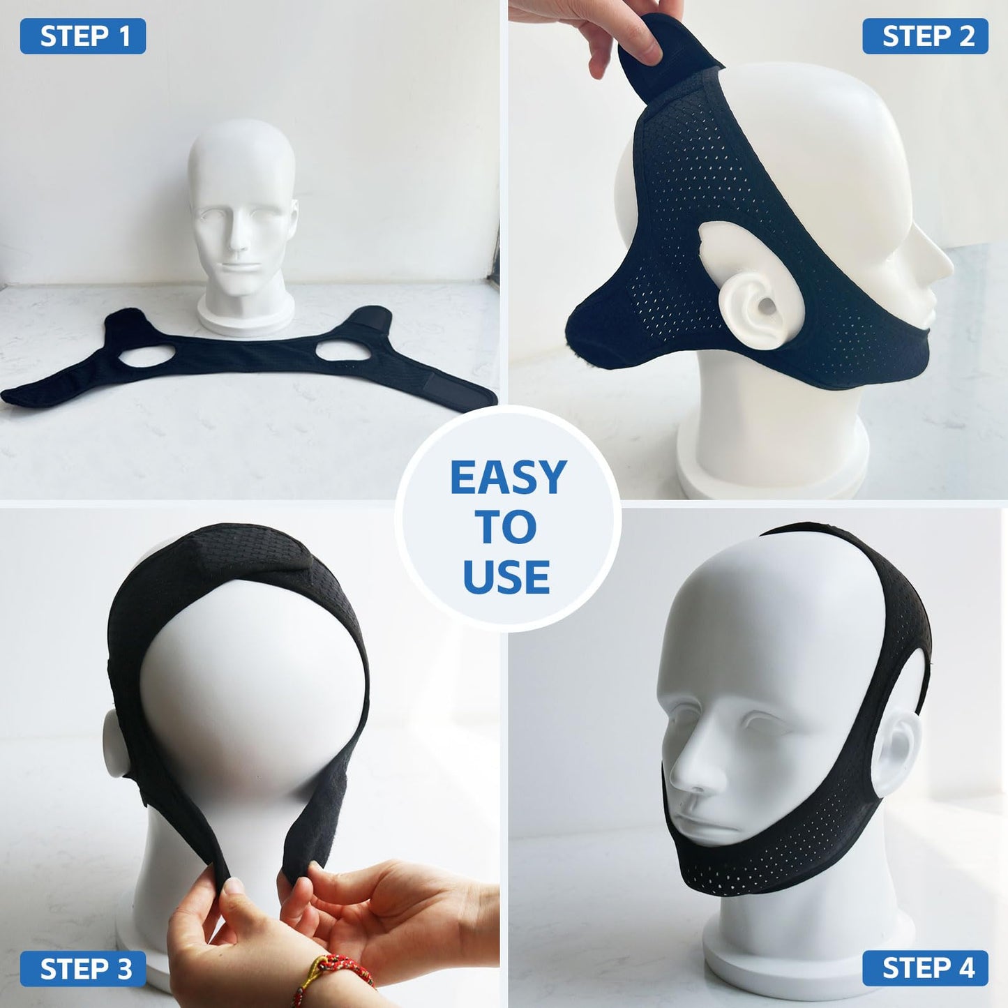 ifory Chin Strap for CPAP Users, Chin Strap for Snoring, Adjustable and Breathable Anti Snoring Chin Strap, CPAP Chin Strap to Keep Mouth Closed for Men or Women