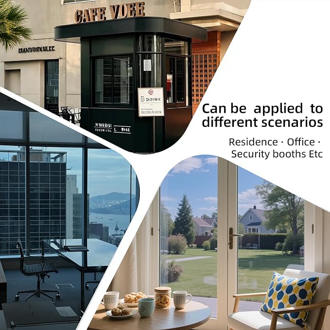 Window Privacy Film One Way Daytime Privacy Static Cling Sun Blocking Static Cling,Frosted Glass Decorative Removable, Reusable, Anti-UV,Heat Blocking, with Tools Black 35x157inch