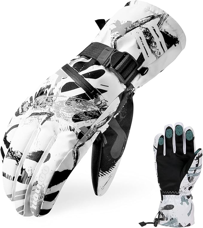 Hoihoo Ski Gloves - Waterproof Winter Snowboarding Gloves for Men & Women, Touchscreen Compatible, Warm Below -30F