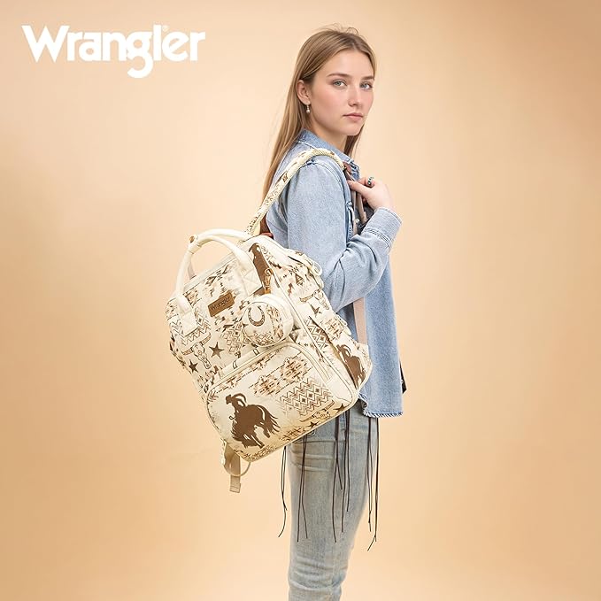 Montana West Wrangler Diaper Bag Backpacks Western Backpack Purses Multi-function Baby Bags for Mom with Waterproof Changing Pad & Pacifier Case