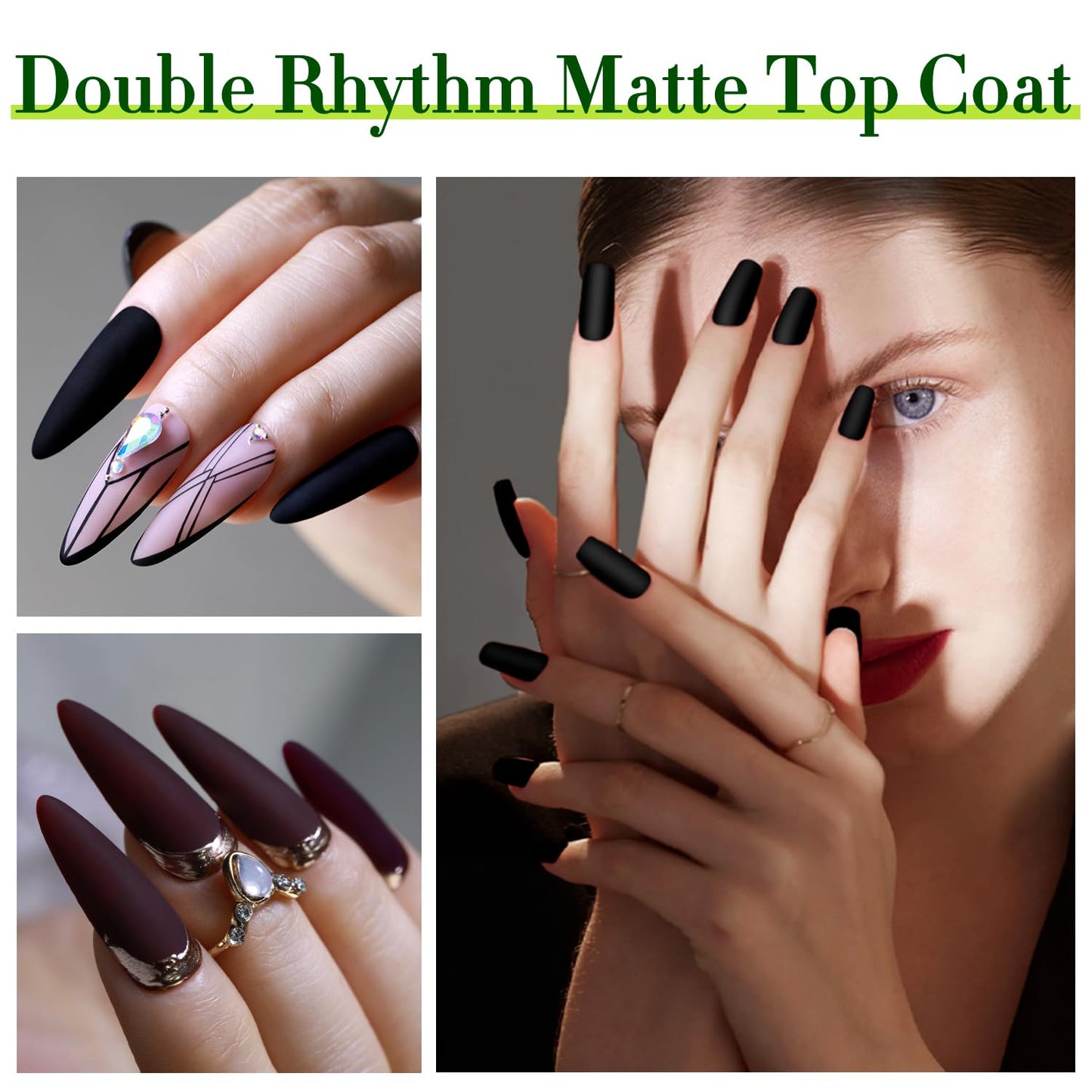Double Rhythm 15ML No Wipe Gel Top Coat Base Coat Iridescent Glitter Shimmer 2 in 1 Nail Polish Soak Off Manicure DIY Home Salon
