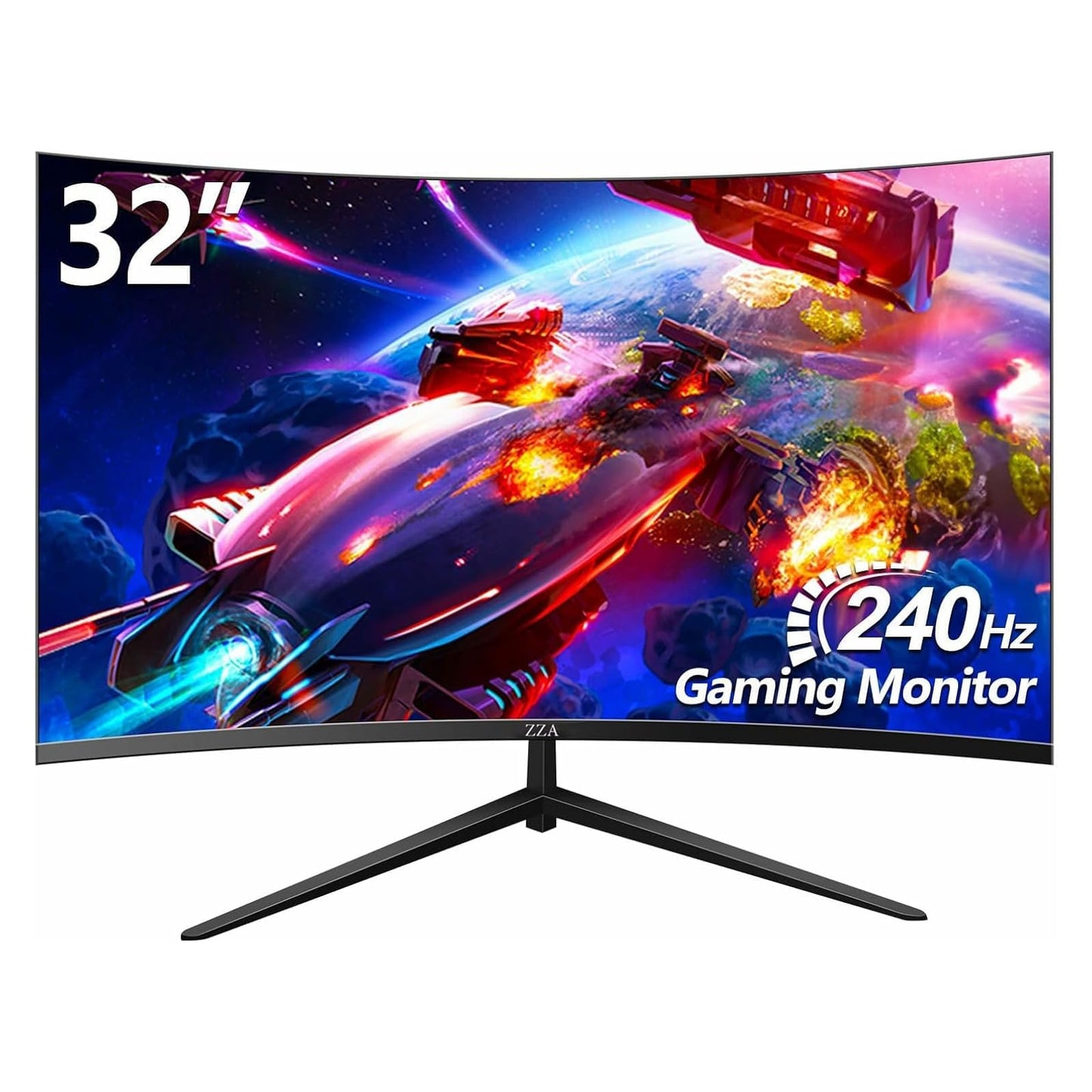 ZZA 32 Inch Curved Gaming Monitor 240hz,1K 1080P Computer PC Monitor with 1500R |1ms (GTG) | HDR 600|Curved|122% sRGB|DP/HDMI|VESA|FreeSync & G-Syn,Mount Business, Office, Casual Gaming Monitors