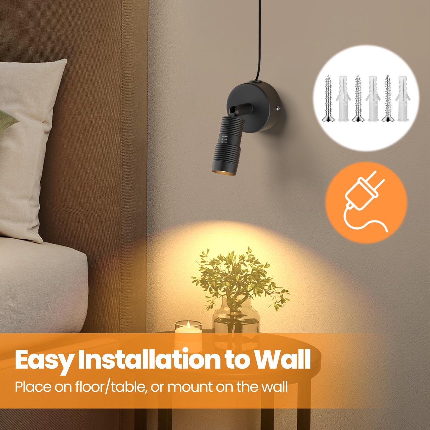 Tuyubee Muti-Color Zoomable Led Spot Lights Indoor Uplighting With Remote & Timer  5W Up Lights Indoor Dimmable Plant Spotlight Uplights Accent Lighting  Floor Spotlight Lamp 2 Pack Black