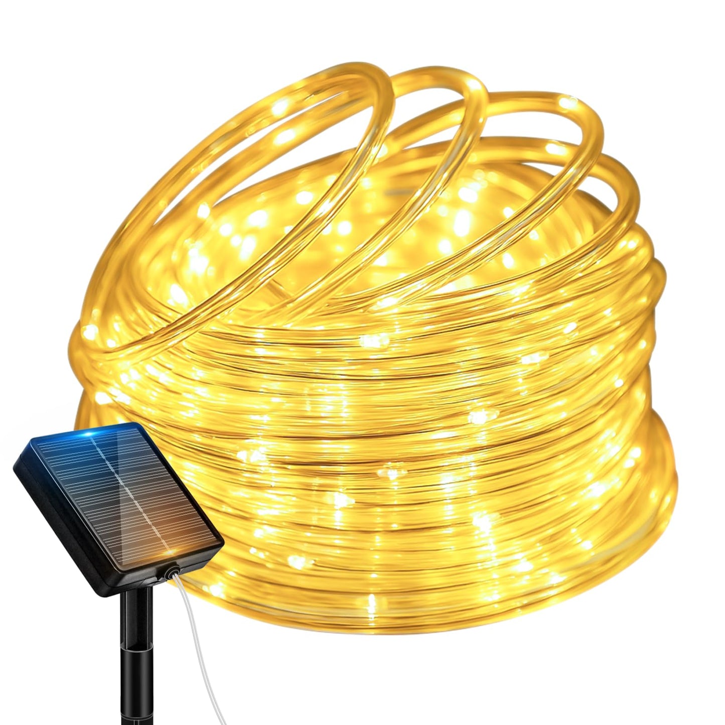 Btfarm Solar Rope Lights Outdoor  120Led 46Ft Solar String Lights Outside Waterproof  8 Lighting Modes Tree Tube Fairy Light Solar Powered For Garden Christmas Yard Party Decorations  Warm White