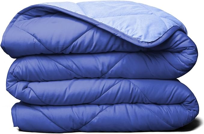 ViscoSoft Queen/Short Queen Microfiber All Seasons Down Alternative Quilted Comforter - Cooling Breathable Premium Soft Reversible Microfiber Duvet Blanket, Light Blue/Dark Blue