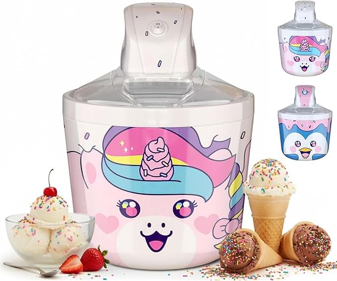1.2 Quart Unicorn Electric Ice Cream Maker Machine for Kids – Best Countertop Ice Cream Machine for Homemade Soft Serve, Sorbet, Gelato, Frozen Yogurt – Fun & Easy Desserts for Families, easy to Clean