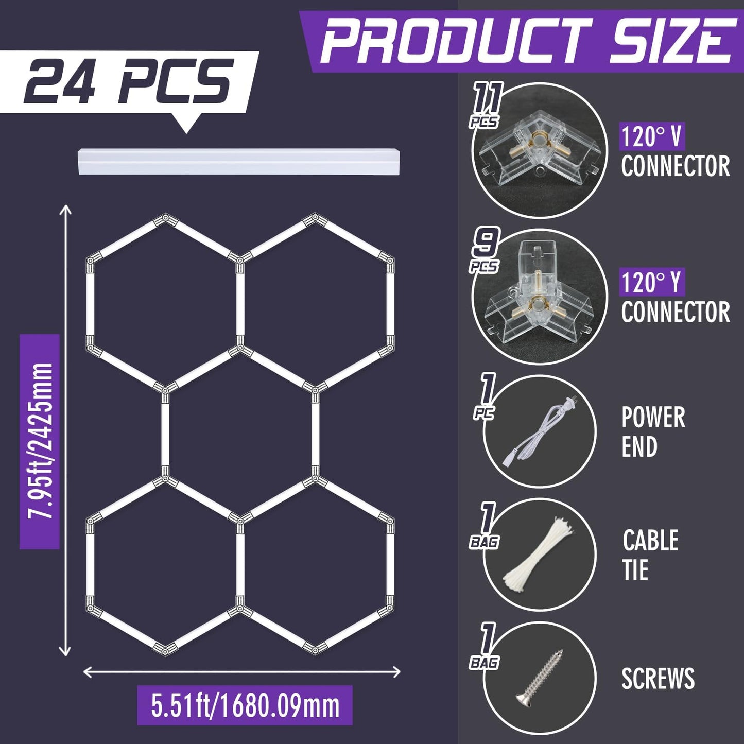 Goslarlit Dimmable 26Pack Hexagon Garage Light 6500K/4000K/3000K 3 Color Temperature Hexagon Light Led Lighting For Garage Gym Barber Auto Detailing Shop