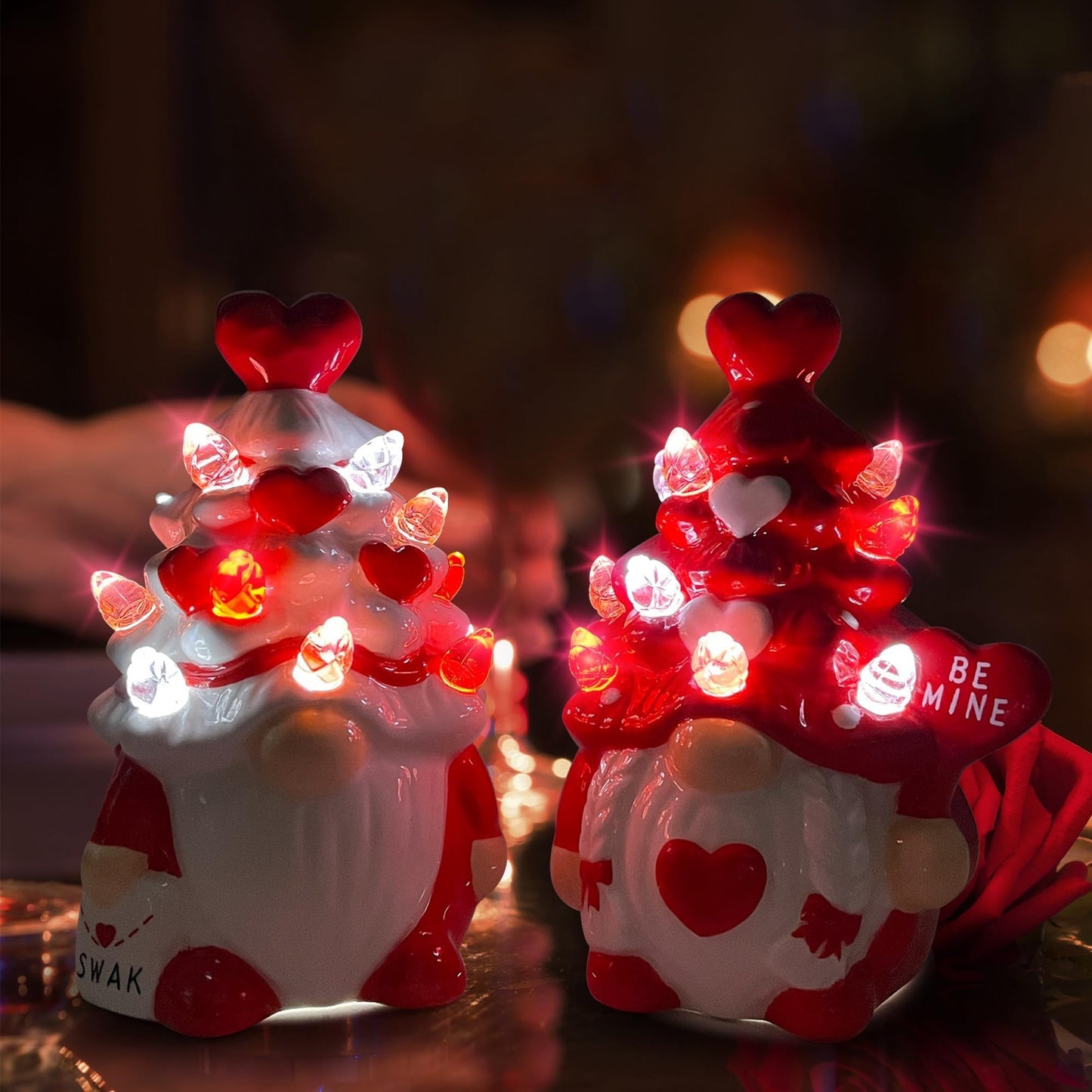 Hexagram Valentines Day Decorations, Valentines Day Decor, 2Pcs Valentine Gnomes Decor, Valentine's Day Decorations, Valentine Ceramic Tree Decoration for Home