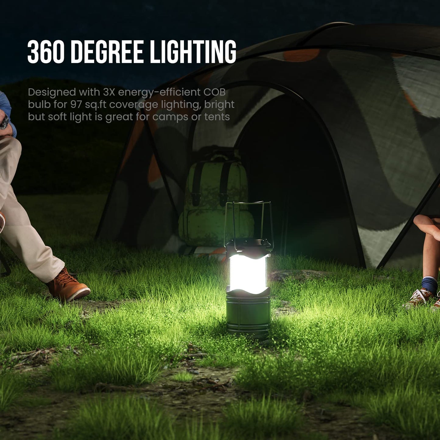 Lichamp LED Camping Lanterns - 4 Pack, Battery Powered, Super Bright, Collapsible, Medium Size, Black, Model CLS-B004-BK