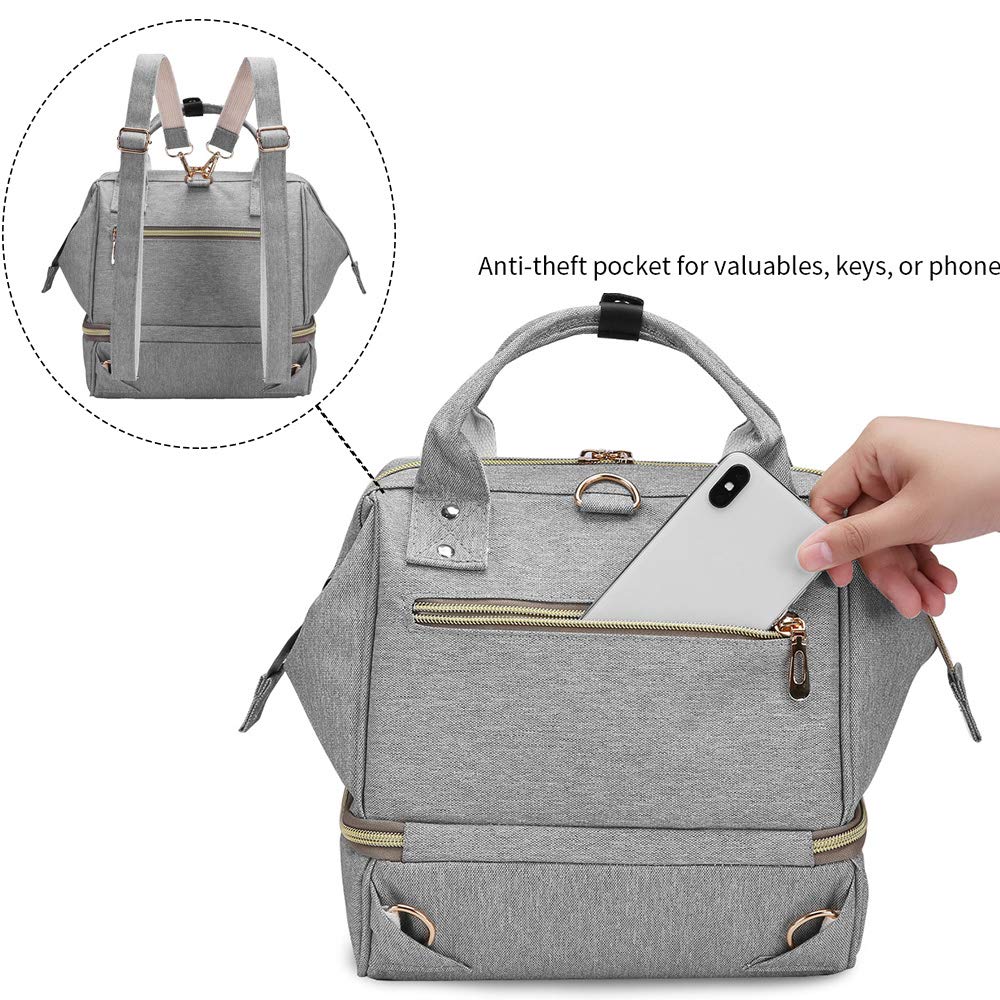 GOGOSO Breast Pump Bag with Cooler Pocket, Mini Pumping Bags for Working Mom Cooler Tote Bag Built-in USB Charging Pot for Phone Mother Diaper Bags -No Include ice Pack,Grey
