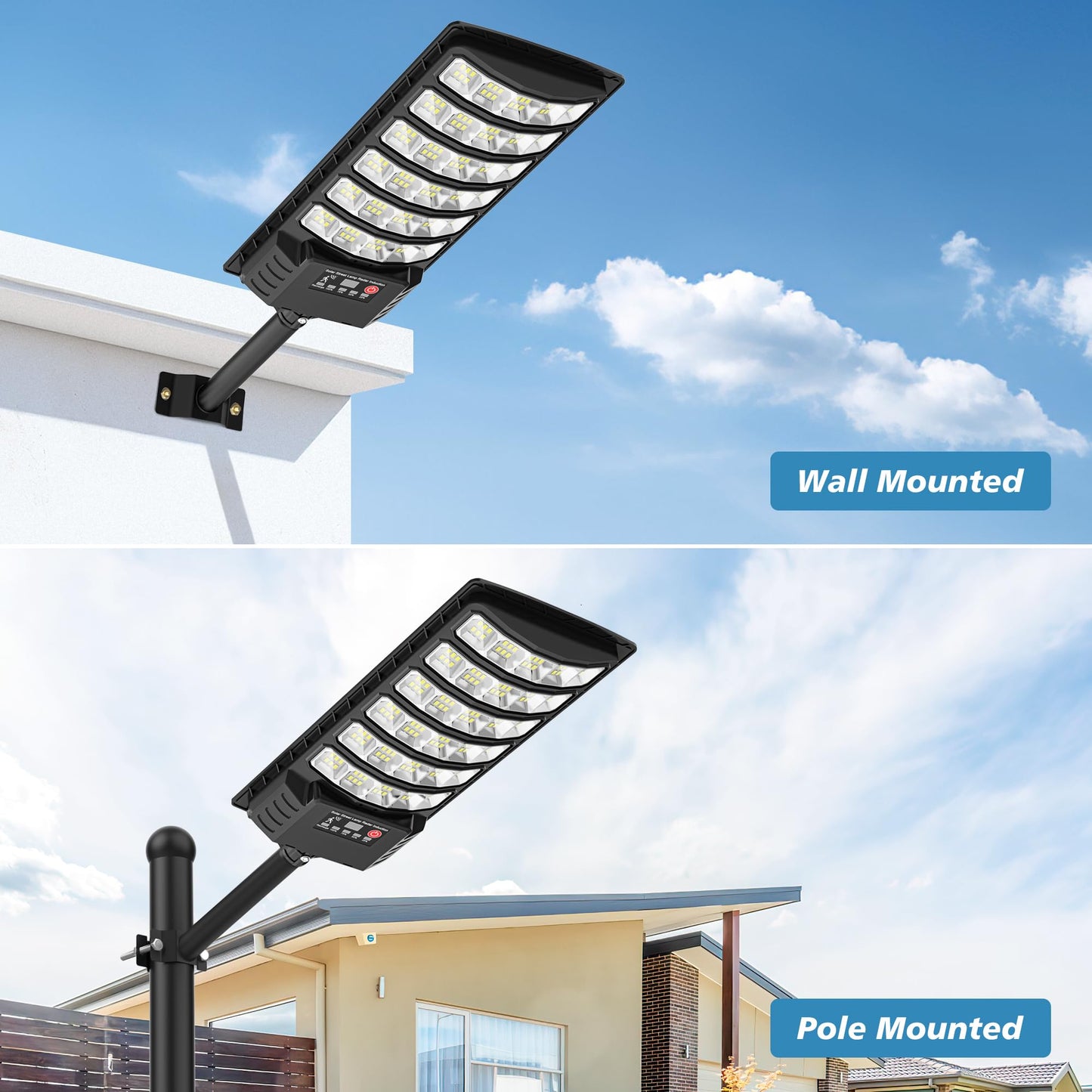 Okpro Solar Lights Outdoor Waterproof - Wide Angle Solar Street Lights Outdoor Dusk To Dawn With Motion Sensor And Remote Control  Commercial Led Security Street Light Ip67 Waterproof 4-Pack