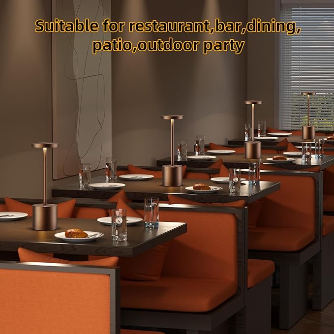 Cordless Table Lamps Rechargeable - Outdoor Waterproof LED Table Light Portable 5000mAh Battery Operated Lamp 3 Color Stepless Dimming with Memory Function for Restaurant Dining Patio (Moka)