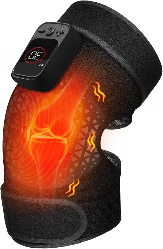 CuPiLo Portable Knee Massager for Pain Relief & Arthritis [2026 Upgraded] - Cordless Electric Knee Brace with Heat, Vibrat...