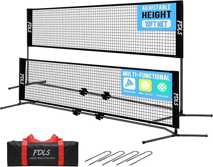 FDLS 10FT Portable Badminton Pickleball Net with Carry Bag for Indoor Outdoorl Height Adjustable| Easy Set up