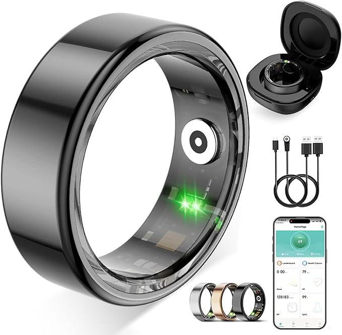 Smart Ring for Women Men,Fitness Tracker Ring with Heart Rate, Sleep Monitoring, Blood Oxygen, Step Counting for iOS and A...