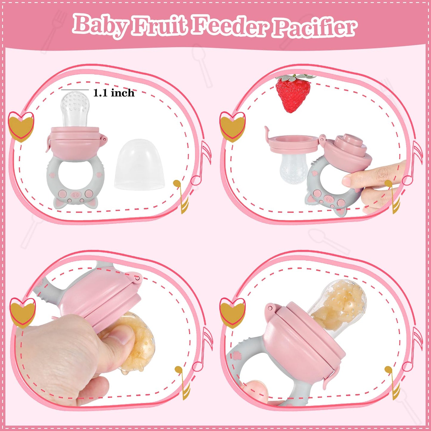 Silicone Baby Feeding Set 10 Pcs Baby Led Weaning Supplies Suction Bowl Divided Plate Baby Bibs Fruit feeder Pacifier Baby Spoons Forks Sippy Cup Utensil Sets Baby Essentials for Newborn （Deep Pink）