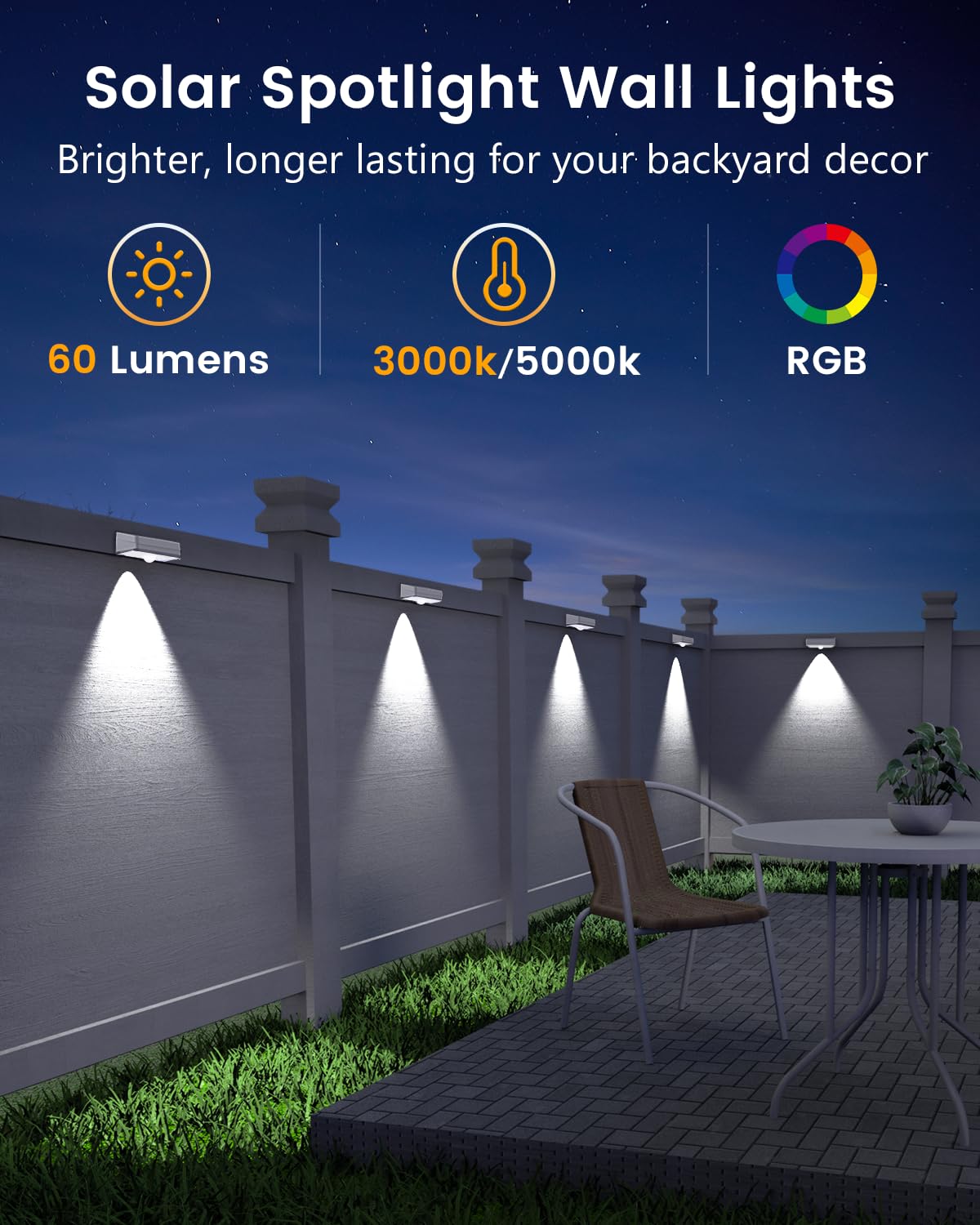 Jofios Solar Fence Lights Outdoor  12 Pack  50Lm Ultra Bright  10 Colors & 12 Lighting Modes Solar Deck Lights  Ip65 Waterproof  Dusk-To-Dawn Solar Powered Fence Light For Patio  Railing (White)