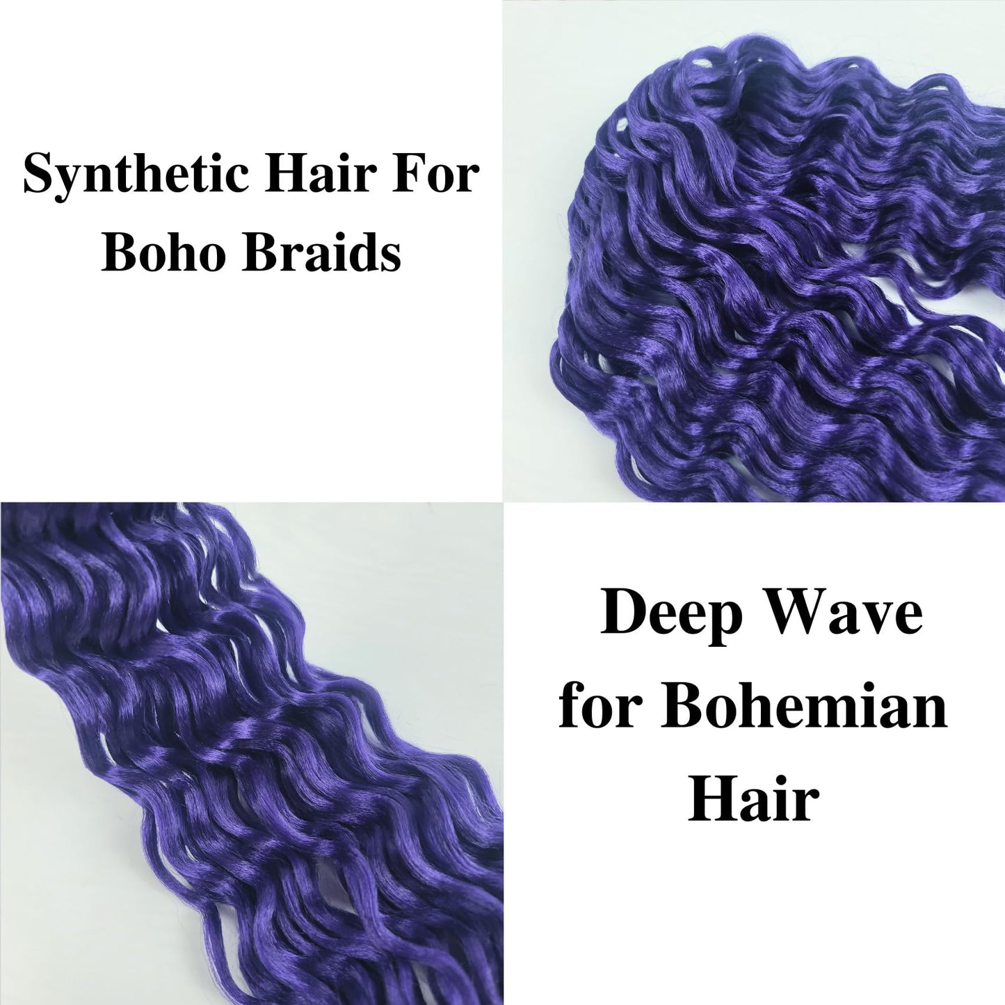 Gozill Dark Purple Braiding Hair Pre stretched Boho Braids Prestretched Braiding Hair for Bohemian Hair Ez Braid Micro Braiding