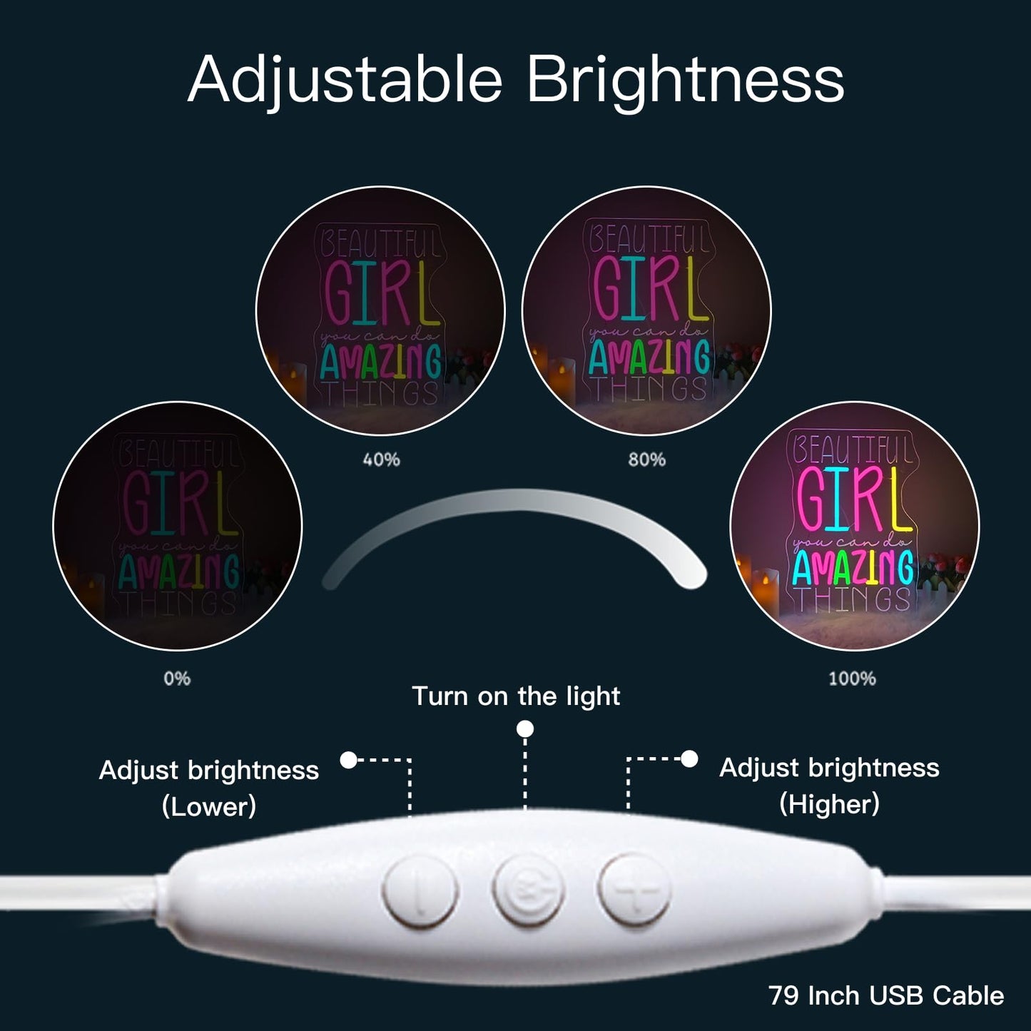 Wlhope Beautiful Girl You Can Do Amazing Things Neon Signs For Wall Decor Led Lights Decorations For Home Bedroom Birthday Party Best Gift For For Teen Girl