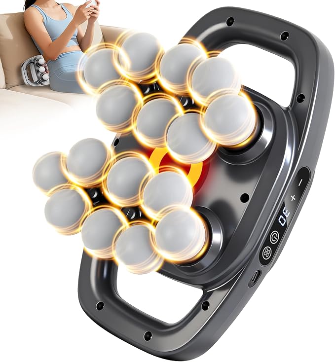 16-Head Massage Gun, 3 Modes & 30 Levels, Electric Massage Tool for Shoulder, Waist, Legs, Back Massager for Pain Relief D...