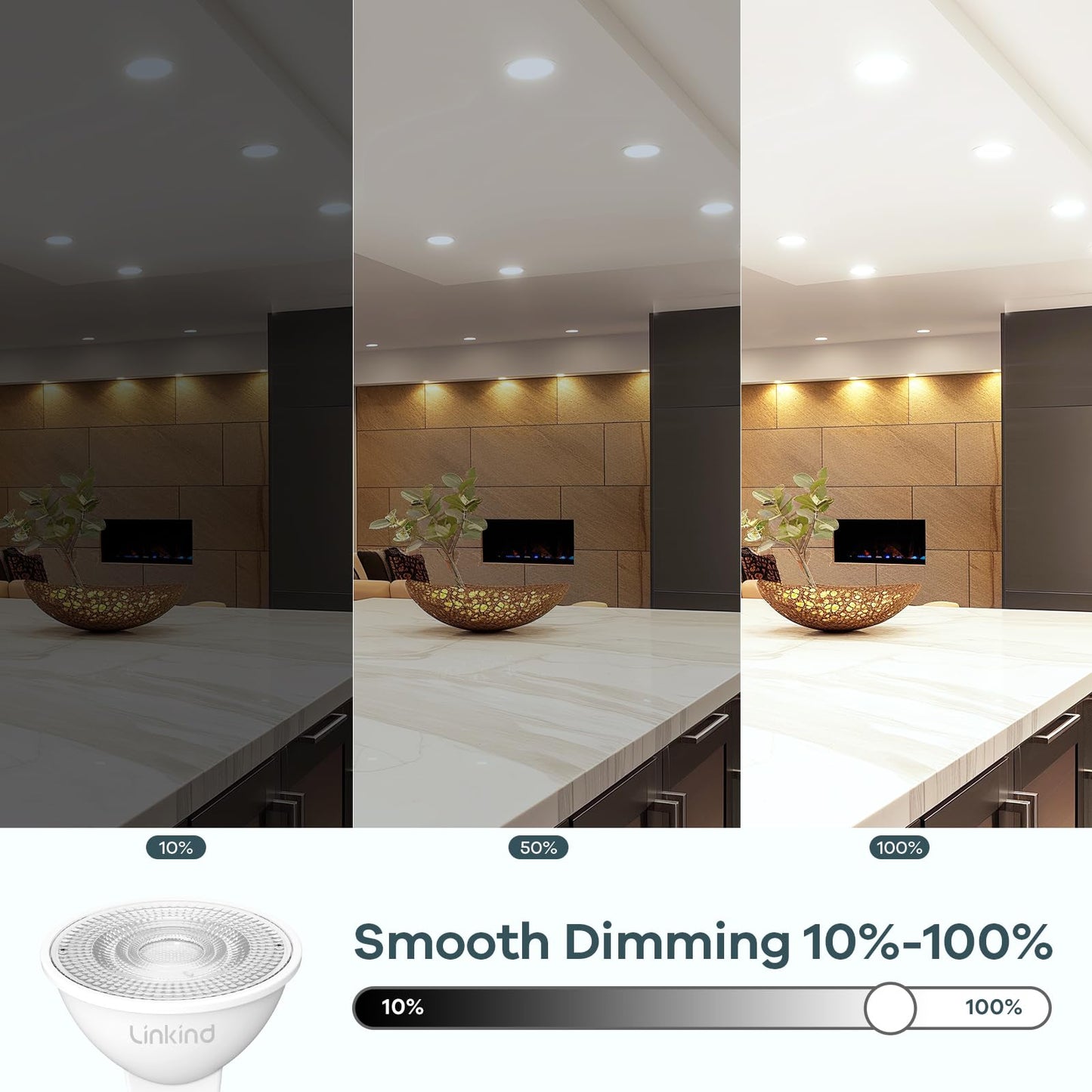 Linkind Dimmable Mr16 Led Bulbs  50W Equivalent Gu5.3 Bi-Pin Base Mr16 Bulbs  12V Low Voltage 5W 4000K Cool White 500Lm 40?Beam Angle For Spotlights  Recessed  Tracking  Landscape Lighting  6 Packs