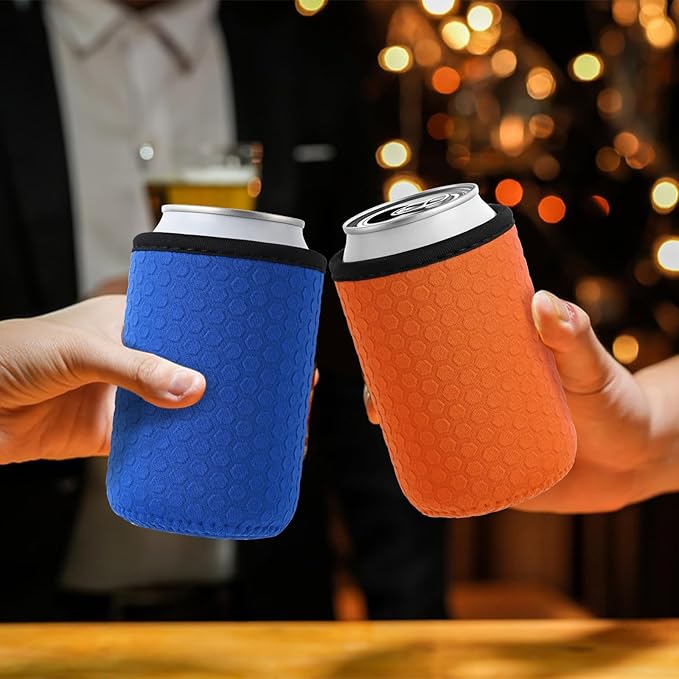 5 Pcs Insulated Can Sleeve, Reusable Can Cooler Sleeves, Non-slip Neoprene Beer Bottle Cover Holder for 12oz Standard Can Soda and Beer (Hexagon pattern)