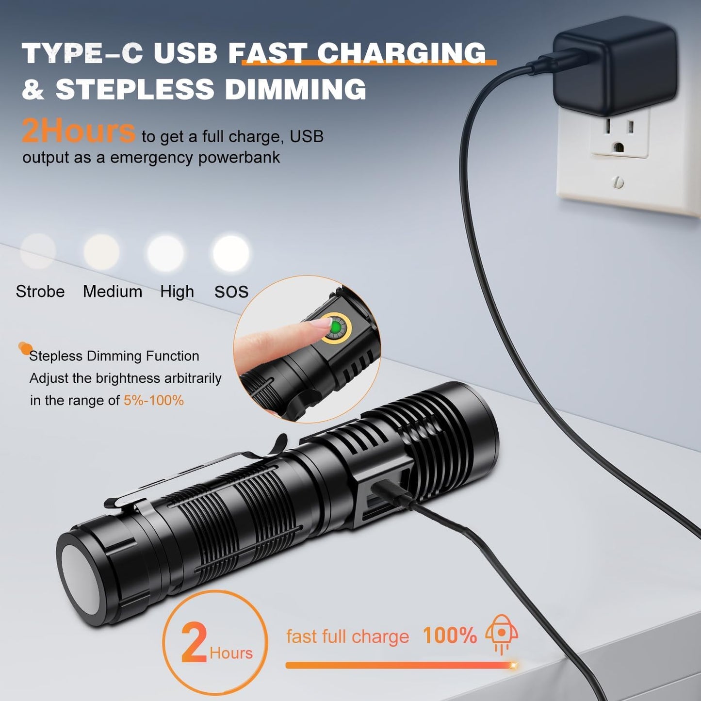 Small Tactical Flashlights 20000 High Lumens - 1500 Meters Long Beam Super Bright Led Magnetic Flashlight Usb Rechargeable Zoomable 5Modes Long Beam Spotlight Flashlight For Hiking  Camping  1Pcs