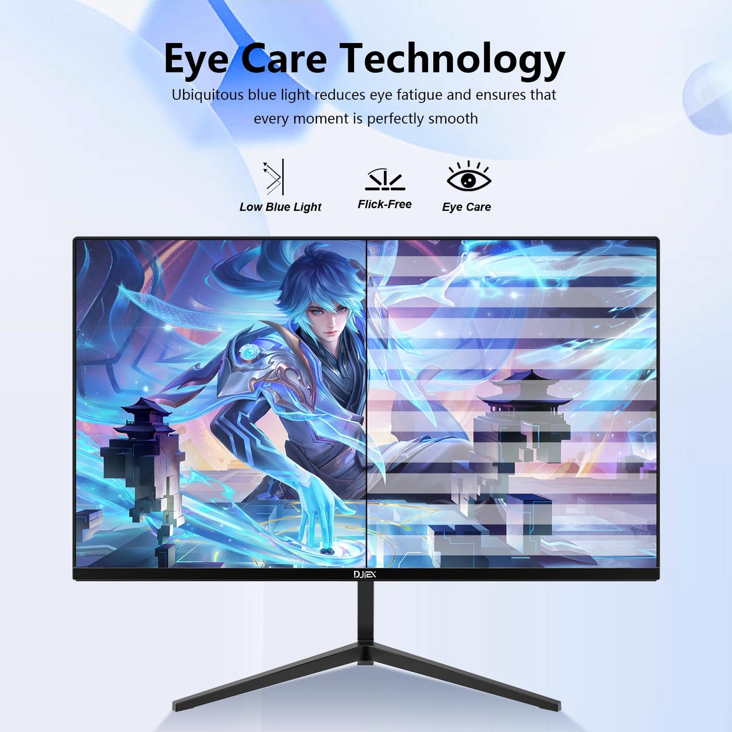 DJiEX 24 inch Monitor FHD 1920x1080p 180Hz Screen 99% sRGB Refresh Rate 3ms Home Office Gaming Computer Monitor Sync Visual Experience for Work & Play Support Wall Mount Install