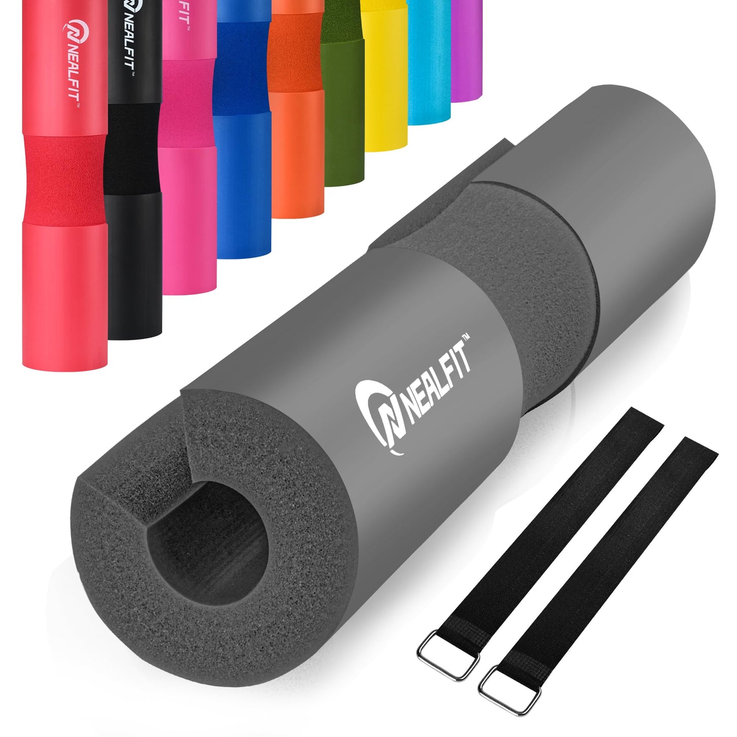 NEALFIT Barbell Pad Squat Pad for Squats—Squat Bar Pad—Great for Weightlifting,Lunges and Hip Thrusts—Foam Sponge Pad—Fit Standard and Olympic Bars Perfectly (Grey)
