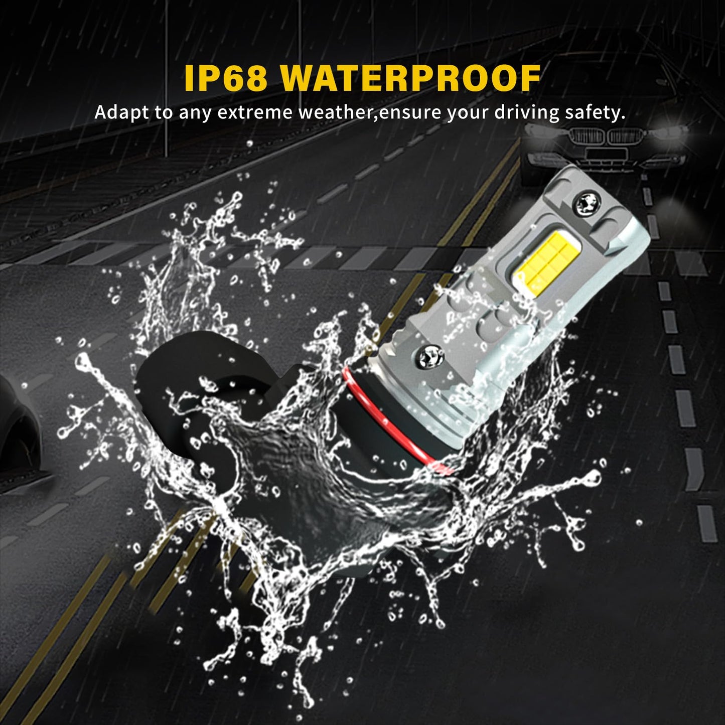 ALKOREY Fog LED Lights 9005/HB3, 6000LM 300% Brightness, 6500K White Light, Mini Size, Pack of 2