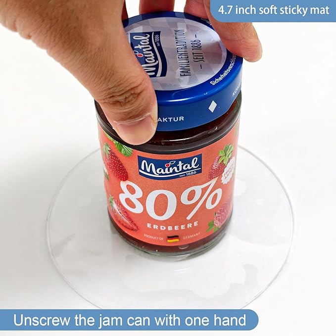One-Handed Jar Opener, Washable Reusable Sticky Mat and Rubber Gripper for Seniors, Arthritis, and Disabled – Portable Kitchen Tool for Easy Bottle Opening