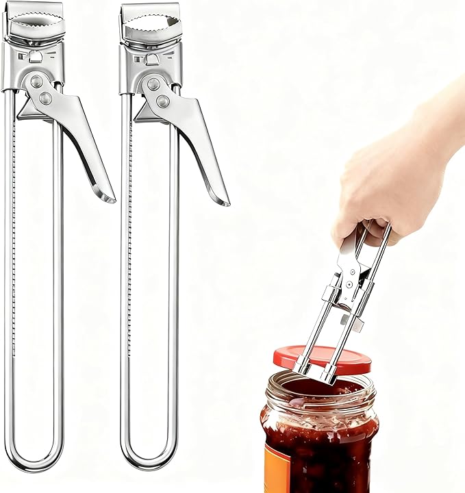 Adjustable Jar Opener for Stubborn Lids - One-Handed Grip, Effortless Opener for Jars & Bottles, Durable Stainless Steel Tool for Weak Hands (2)