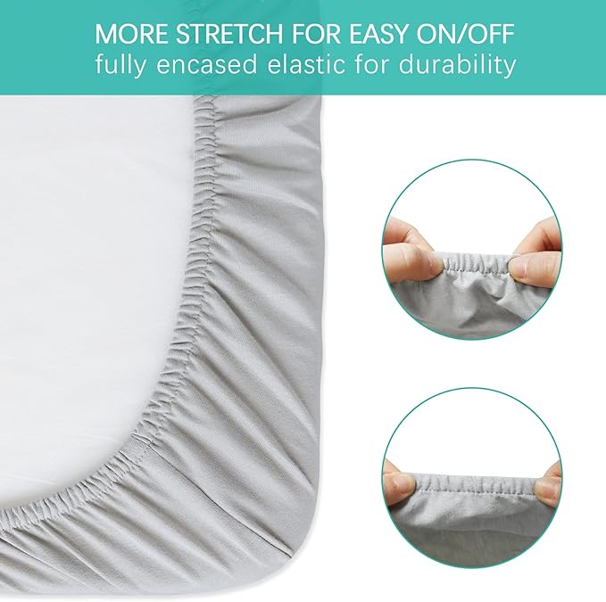 Bassinet Sheets Compatible with Pamo Babe Baby Bedside Sleeper, AMKE and Maydolly Baby Bedside Bassinet, 100% Cotton, 2 Pack, Ultra Soft Sheets, Gray