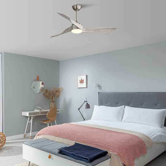 NicBex Ceiling Fan 52 Inch Ceiling Fans with Lights Ceiling Fan with 3 Blades and Remote Control Reversible DC Motor Ceiling Fans for Bedroom, Living Room, Gray