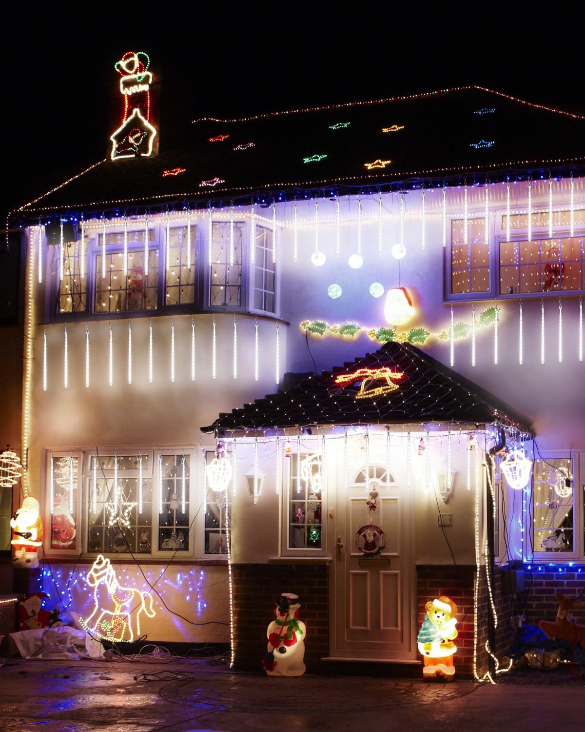 Flacchi Meteor Shower Icicle Lights 480 LED Cool White 20 Tubes with Timer Function Model GP-SW050DC1200T-IP44(US)