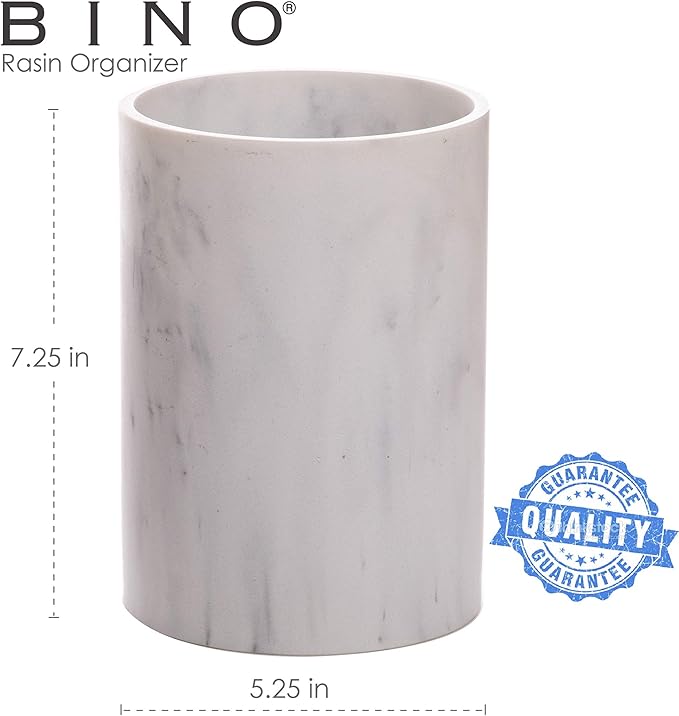 BINO | Kitchen Utensil Holder for Countertop, Matte Marble | Utensils Caddy | Countertop Utensils Holder | Utensil Crocks for Kitchen | Cooking Spatula Crock