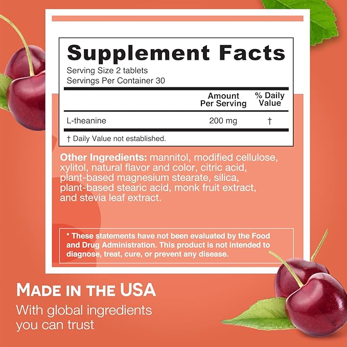 EZ Melts Dissolvable L-Theanine 200 mg, Sugar-Free, 1-Month Supply
