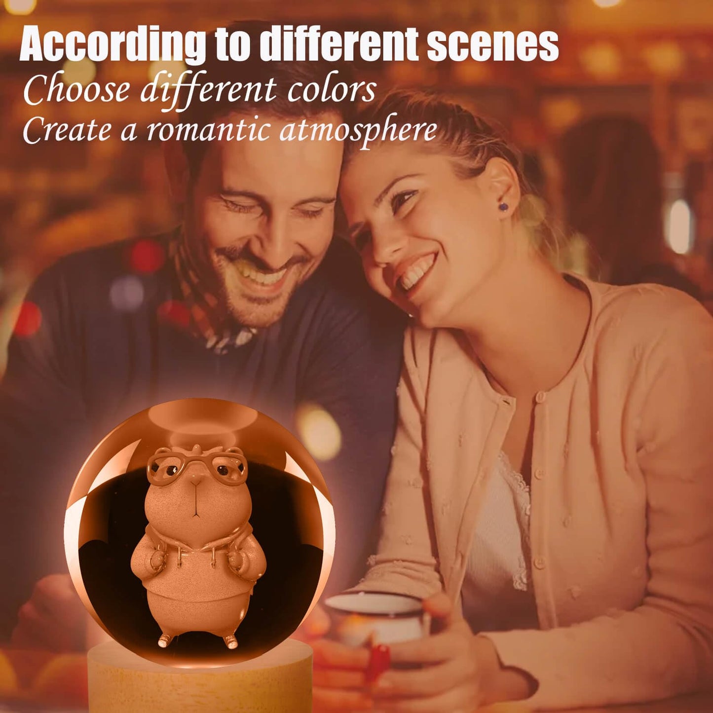 Linsina Dragon Lamp  3.15In 16 Colors Crystal Ball Night Light With Wooden Base And Remote Control  Birthday Gift And Dragon Gifts For Women Men Kids (Capybara)