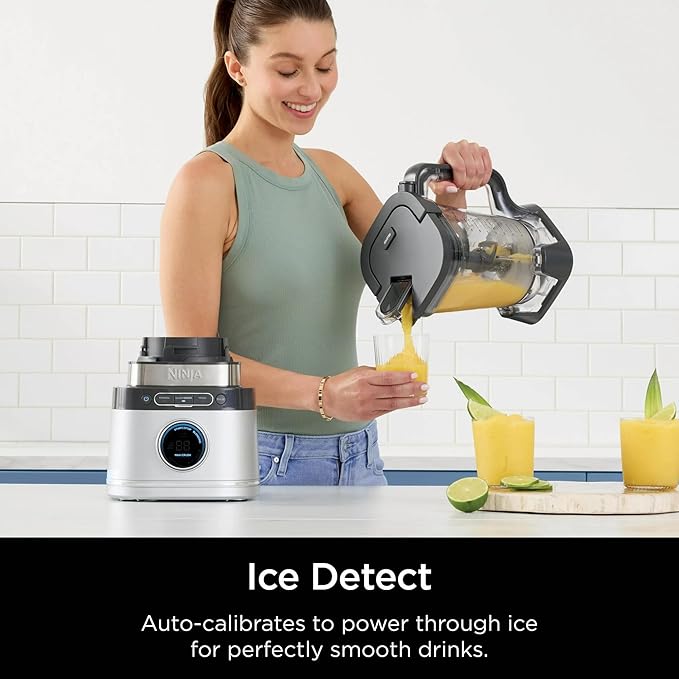 Ninja Detect Kitchen System TB400 Power Blender + Food Processor, 1700W Peak Motor, BlendSense Auto-Detect Technology, 72-oz Pitcher, 64-oz Processor Bowl, Two 24-oz Cups, Silver