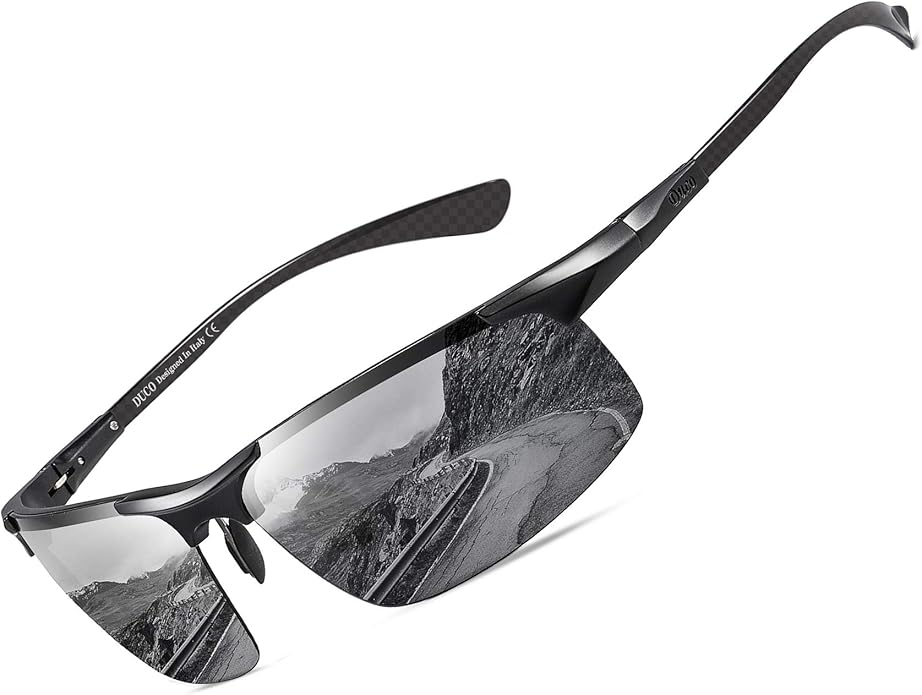 DUCO Mens Sunglasses Polarized Sports Fishing Running Driving Carbon Fiber Sunglasses for Men UV400 Protection DC8277