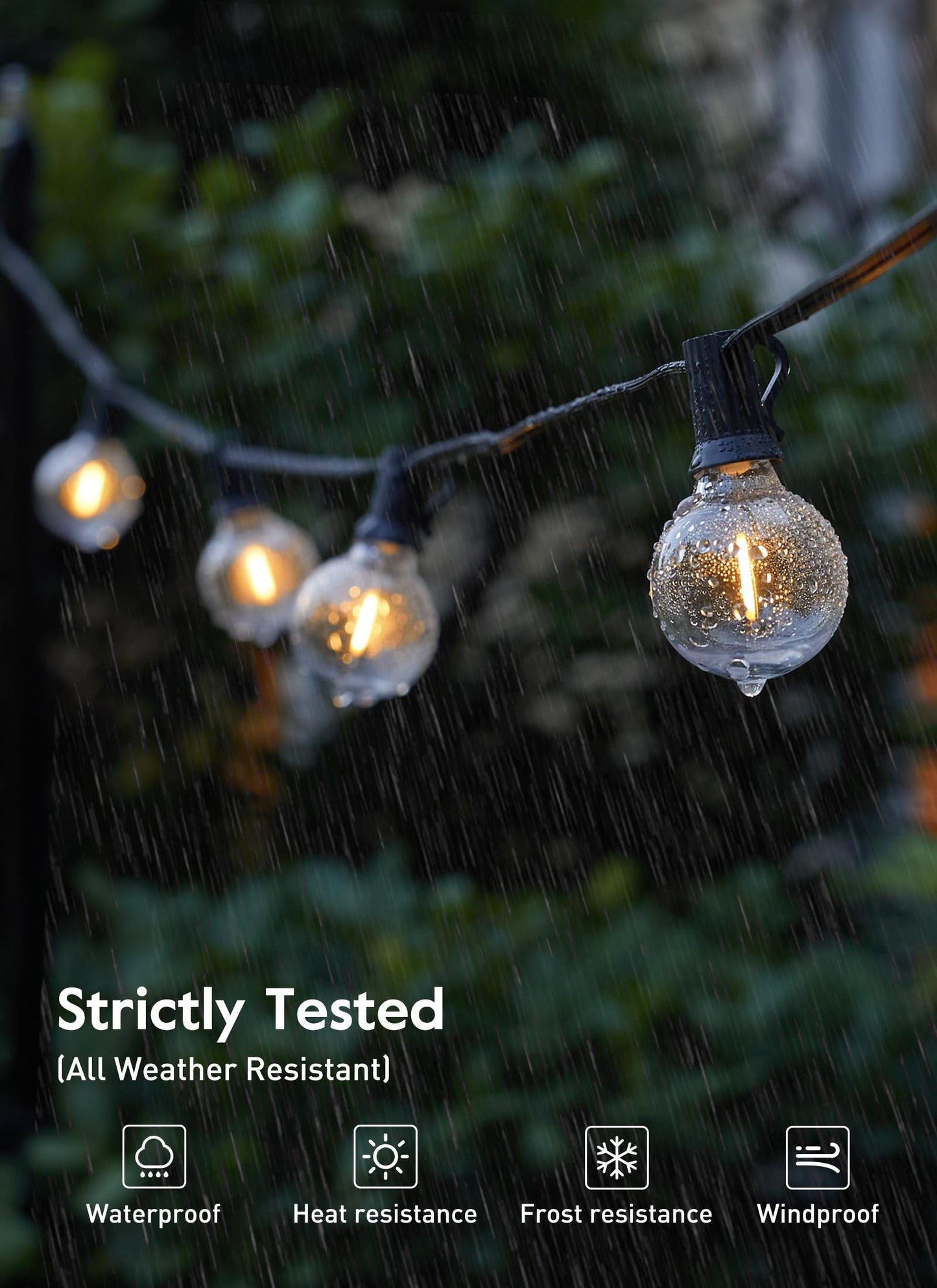 Brightown Led Outdoor String Lights - 150Ft With 75 Dimmable Edison Bulbs, Waterproof Black Connectable Patio Lights For Party & Christmas