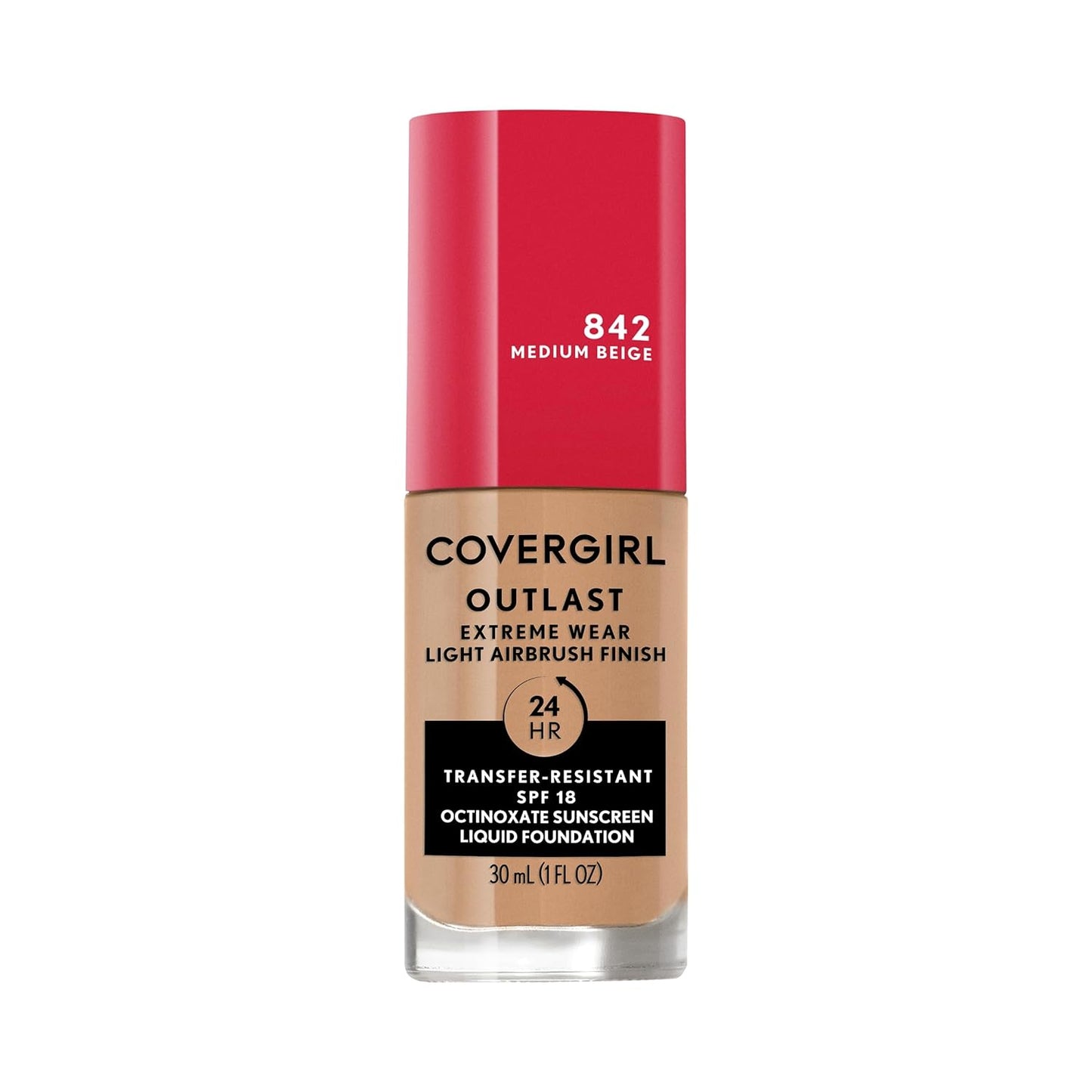 Covergirl Outlast Extreme Wear 3-in-1 Full Coverage Liquid Foundation, SPF 18 Sunscreen, Medium Beige, 1 Fl. Oz.