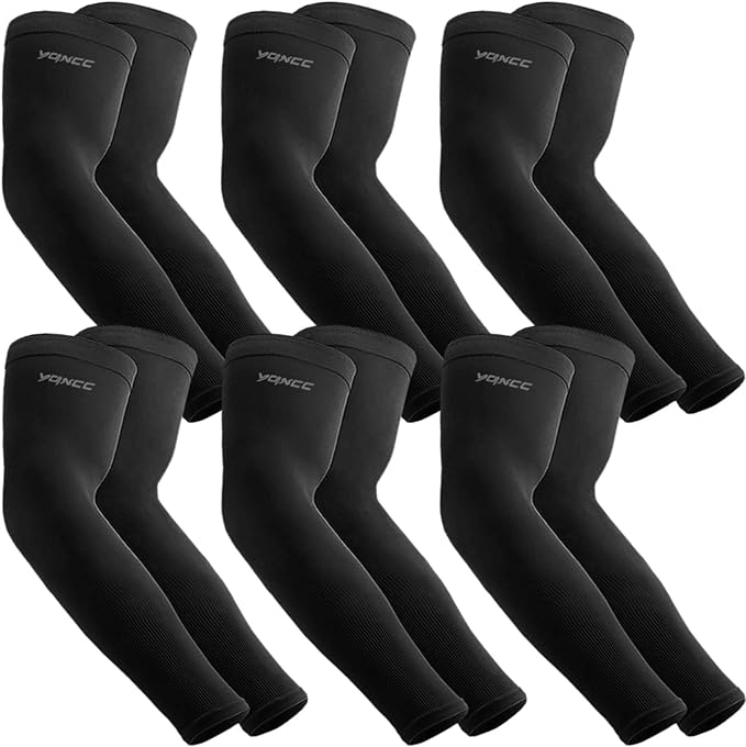 YQXCC 6 Pairs Arm Sleeves | Cooling UV Sun Protection | Sports Compression Sleeves | for Men Women