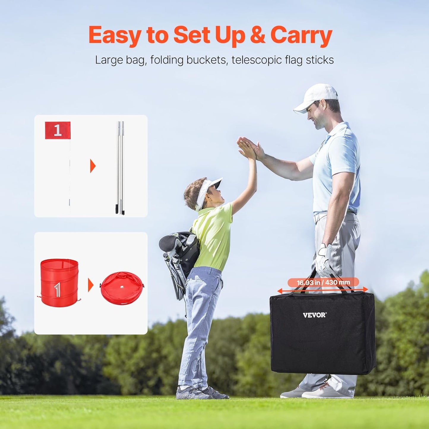 VEVOR Backyard Golf Game, 9 Hole Golf Course, Golf Game Practice Games, Golf Chipping Game for Family, Adults and Kids, Portable Outdoor Yard Golf Game for Lawn, Yard, Camping, Park, Beach