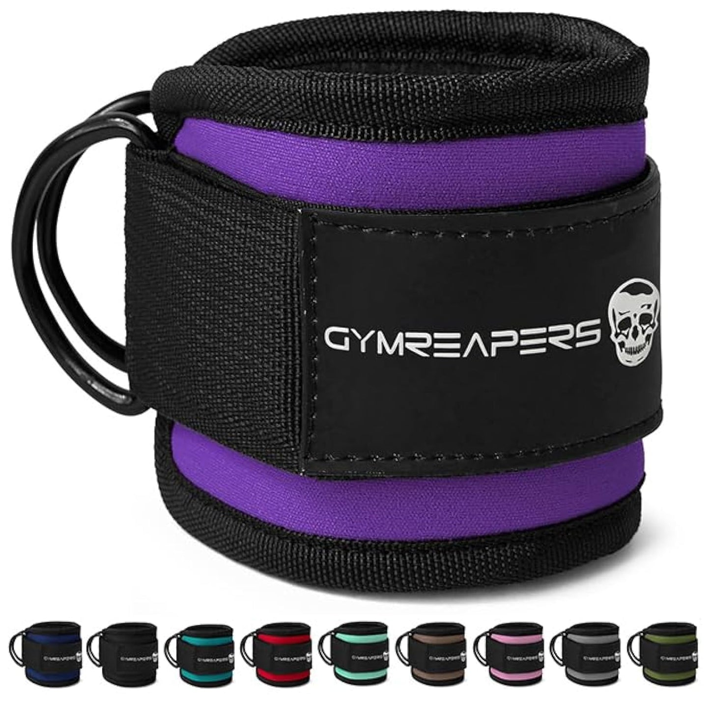 Gymreapers Ankle Strap (Single) For Cable Machine Kickbacks, Glute Workouts, Lower Body Exercises - Adjustable Leg Strap with Neoprene Padding (Purple, Single)