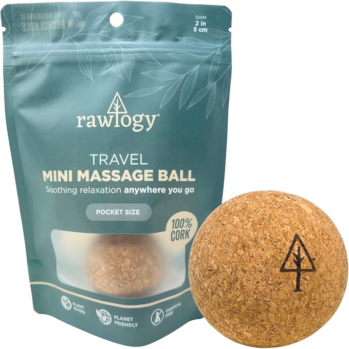 Rawlogy Travel Cork Massage Ball | Lightweight, Sustainable Alternative to Lacrosse Ball for Muscle Pain Relief (1.9 Inch...