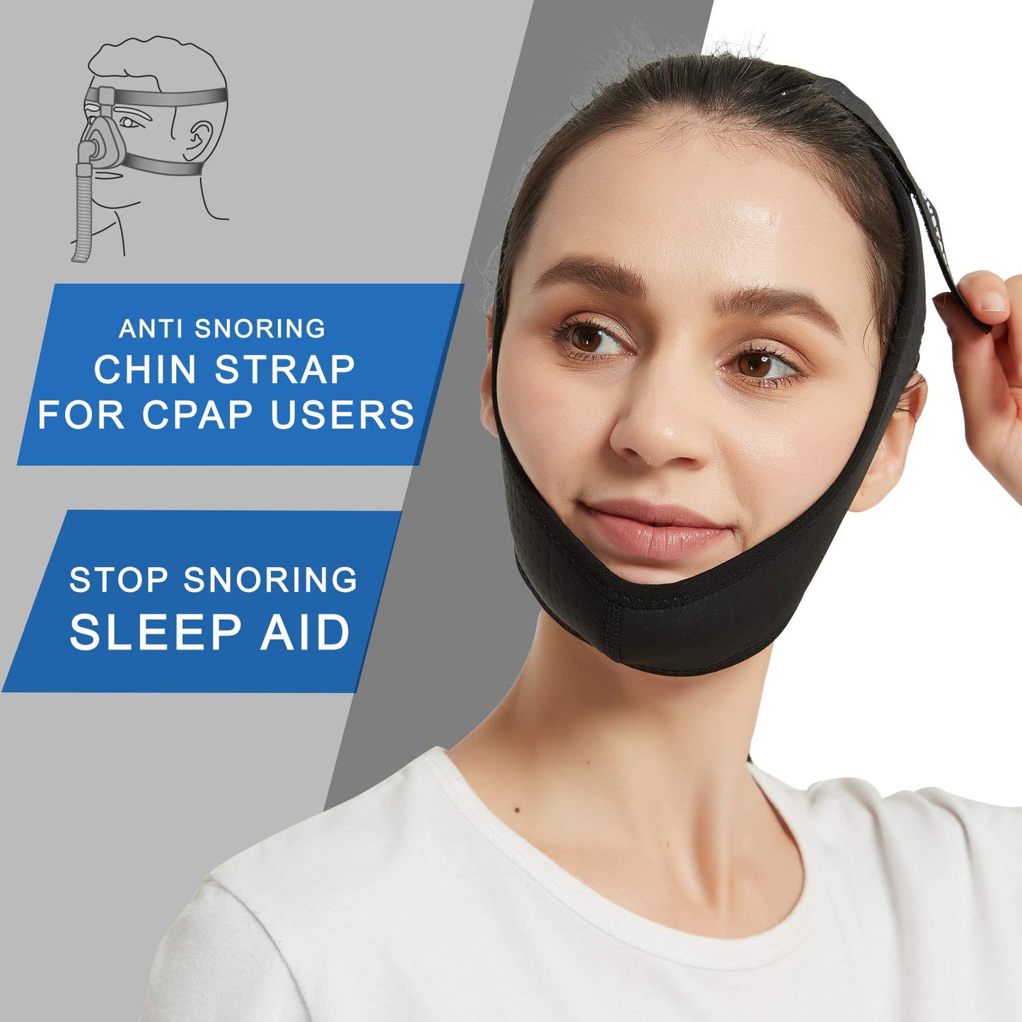 Chin Strap for CPAP Users - Adjustable Snore Stopping Device Face Mask Bandage Keeping Mouth Closed - Anti Snoring Chin Strap for Men and Women Better Sleeping (Green)