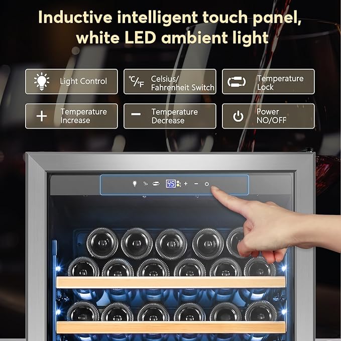 Tylza Wine Fridge 24 Inch, 189 Bottles Large Wine Cooler Refrigerator, Built-in or Freestanding Tall Wine Cooler Commercial with Upgraded Compressor, Low Noise, Fast Cooling