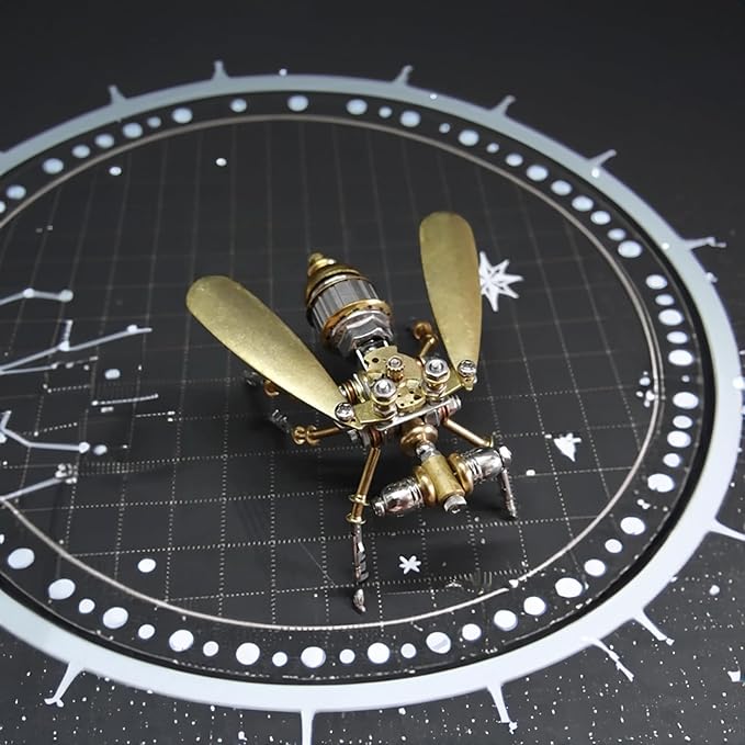 3D Steampunk Metal Fruit Fly Model Kit – DIY Mechanical Brass Insect Puzzle for Adults, Retro Collectible Assembly Craft, Unique Home Office Decoration Gift (Fruit Fly)